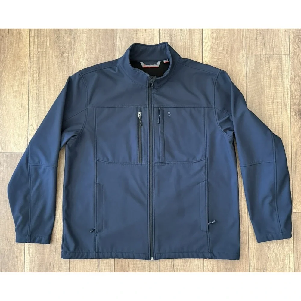 Free Country Men's Super Softshell Wind/Water Resistant Zip Lined Jacket Blue XL